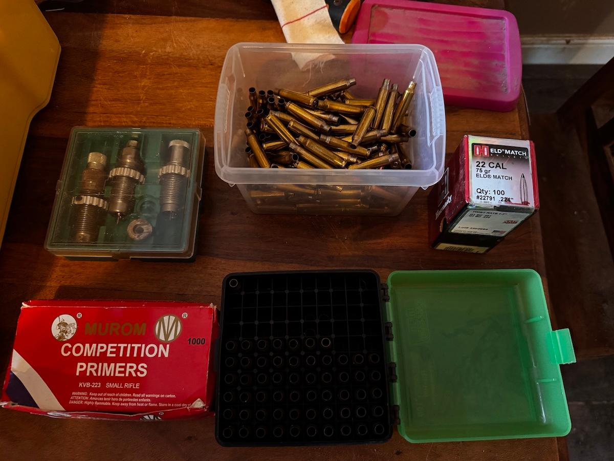 .223 brass, dies and bullets